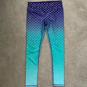 Disney Mermaid ombre Ariel Leggings (M) purple and aqua blue green